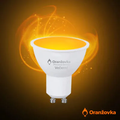 LED žárovka ORANŽOVKA bez modrého světla GU10 3W 1600K | svítí široce