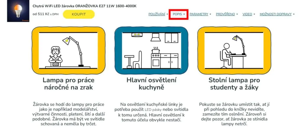 Chytrá LED žárovka ORANŽOVKA - popis použití