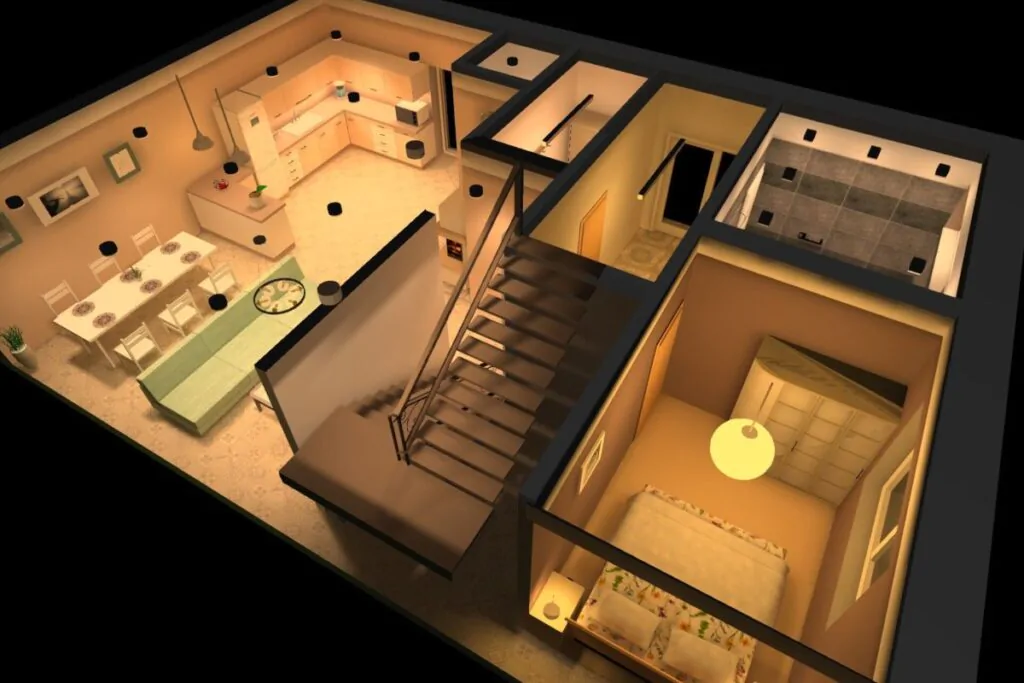 Vizualizace návrhu osvětlení rodinného domu