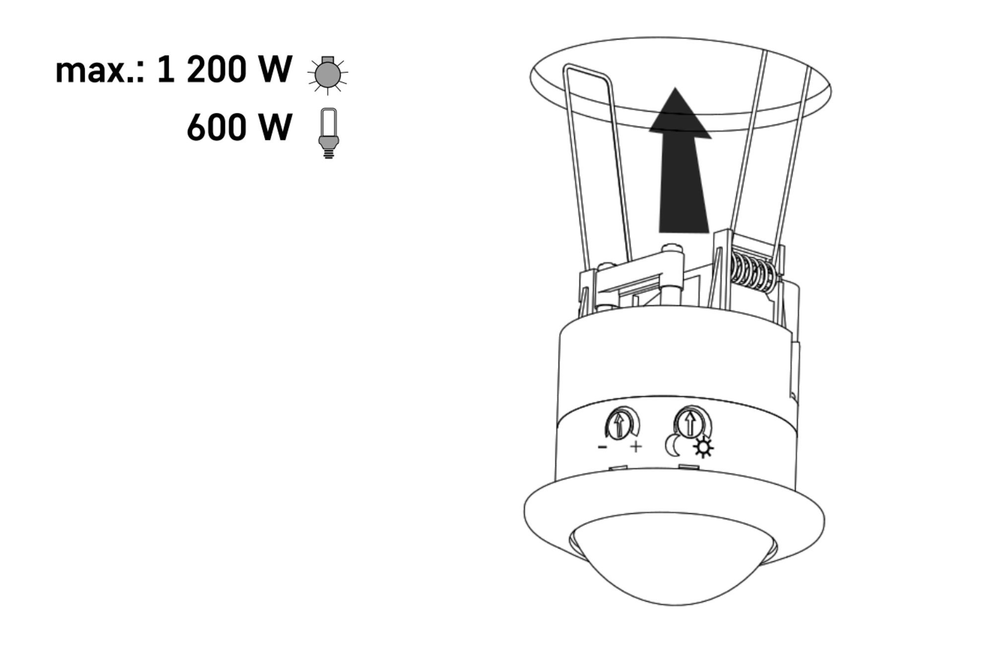 Nákres PIR pohybové čidlo (senzor) zapuštěné | bílé