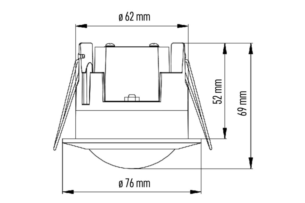 Rozměry PIR pohybové čidlo (senzor) zapuštěné | bílé