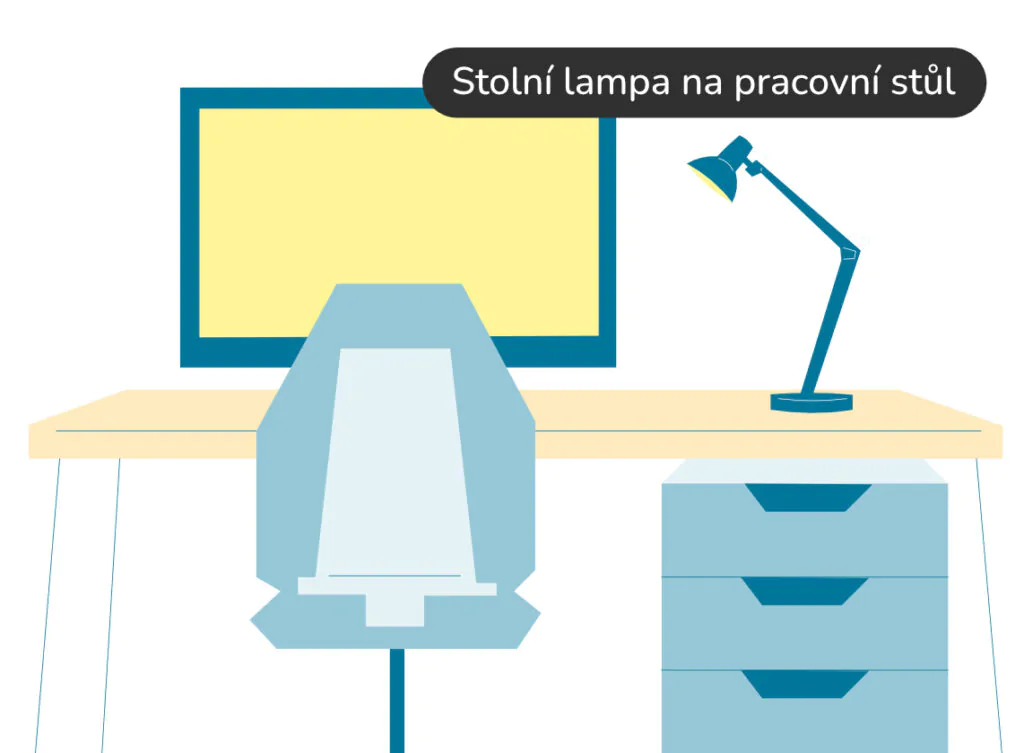 Stolní lampa na pracovní stůl