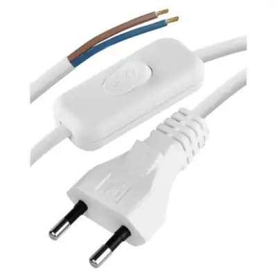 Flexo šňůra PVC 2×0,75mm2 s vypínačem, bílá barva