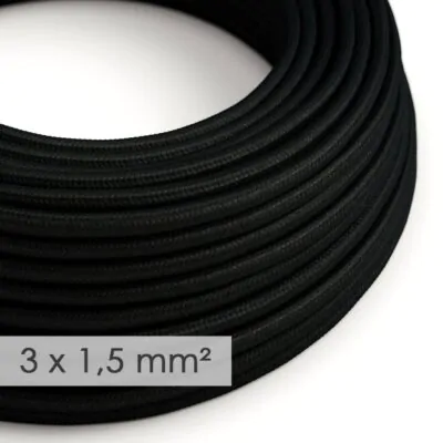 Textilní třížilový kabel 3x1,5mm2 černý