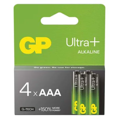 Alkalická baterie GP Ultra Plus AAA (LR03), balení 4 ks